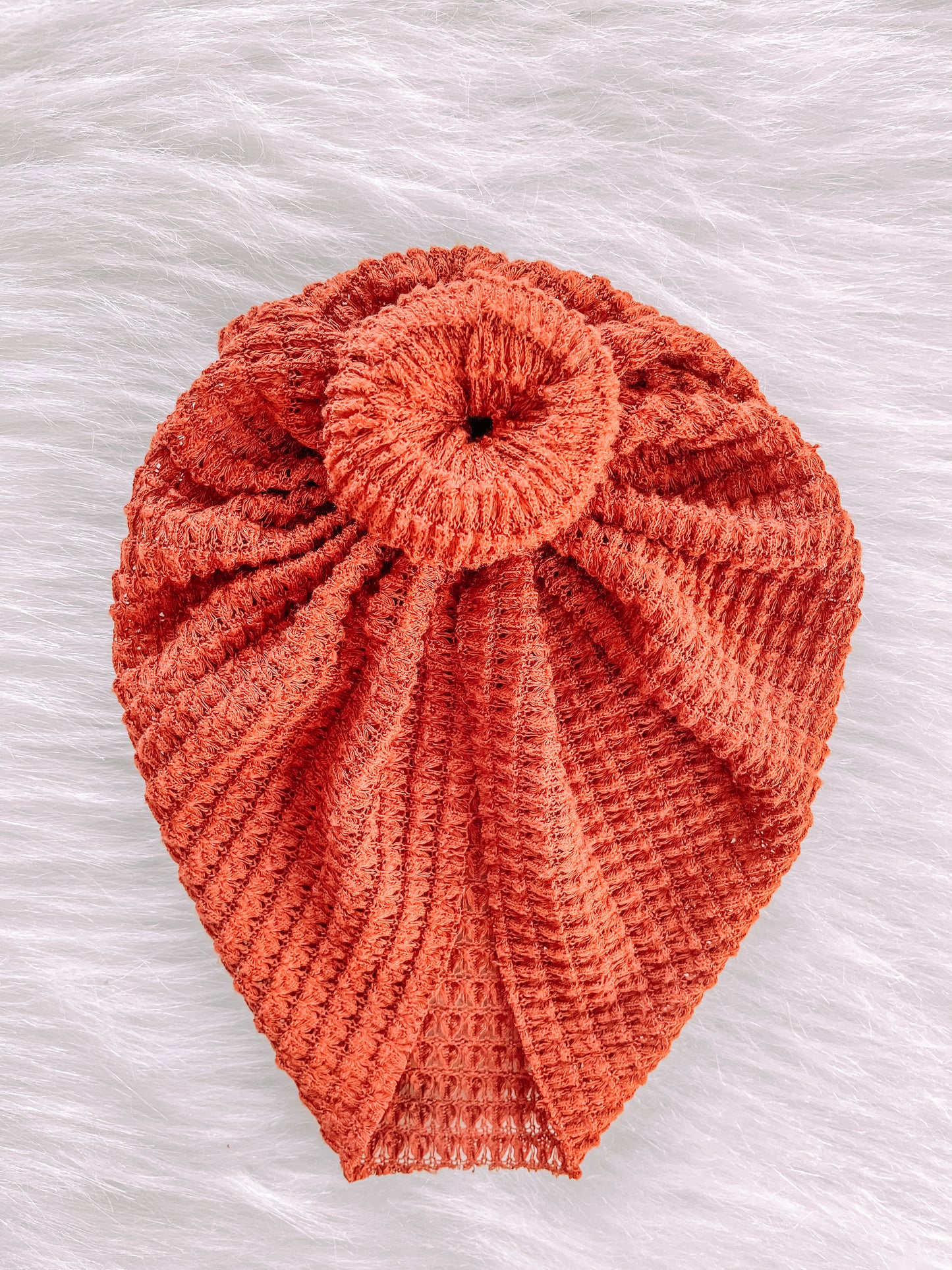 Rust chunky waffle knit