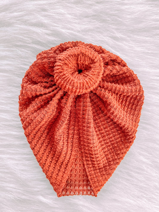 Rust chunky waffle knit
